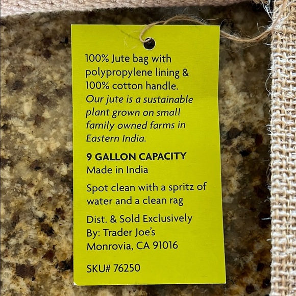 🌿Eco Friendly 100% Jute REUSABLE Trader Joe’s Tote Grocery Bag 🛒 🍋 - Picture 6 of 7